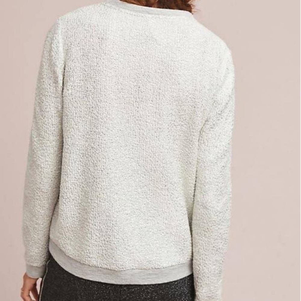 New Anthropologie x Dolan Left Coast Shine Sweater Silver Textured Pullover XS - Picture 12 of 16